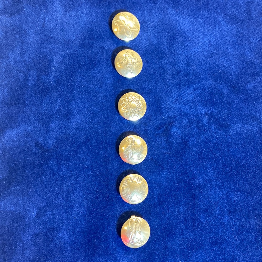 Button Covers. Metal Silver ToneSouthwest Style/Theme. 6 total.